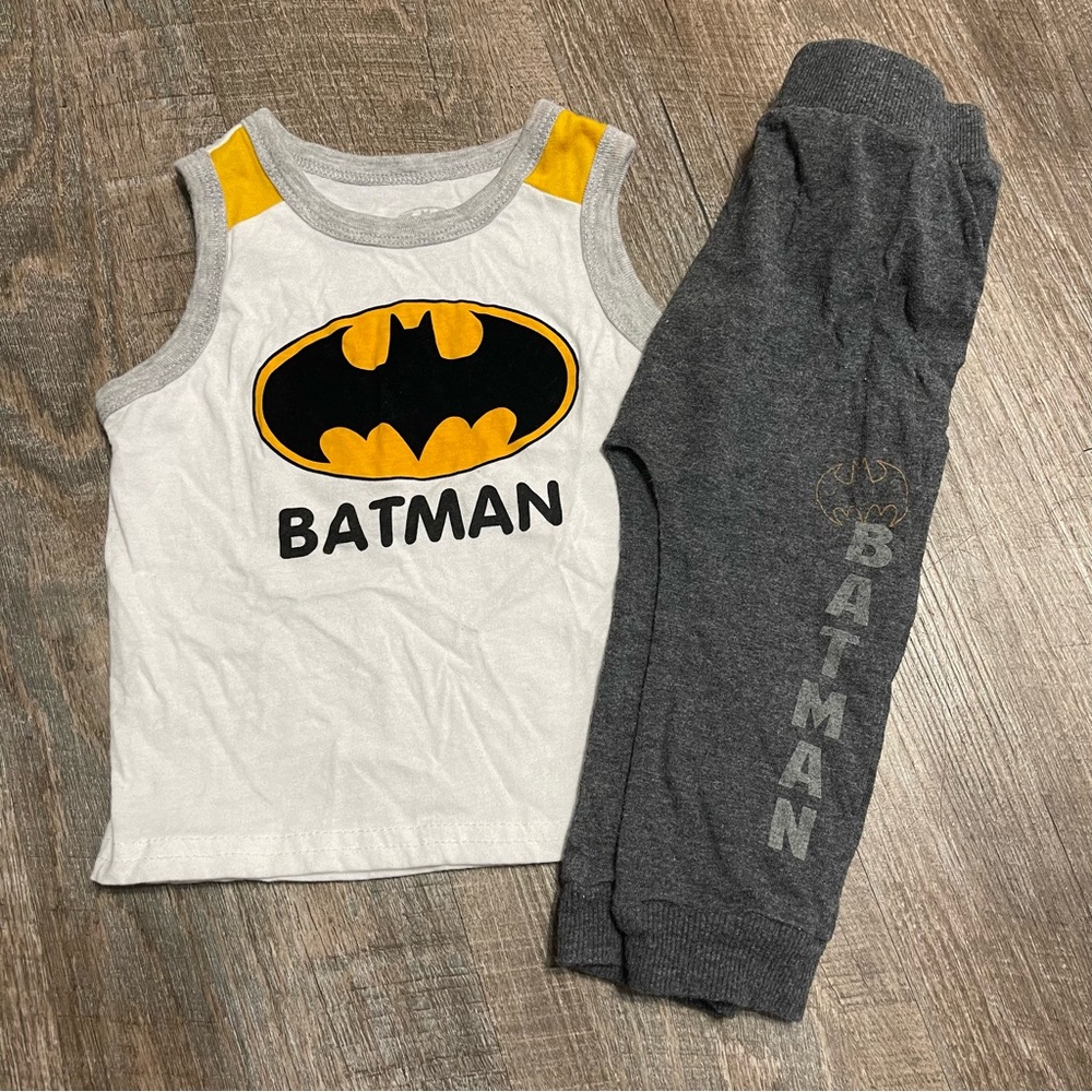 18m Boys 2pc Batman Gray Logo Muscle Tank Top Harlam Joggers DC Comics